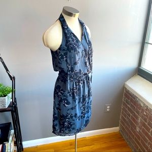 NWT Banana Republic Halter tie dress, Blue floral, size 4.